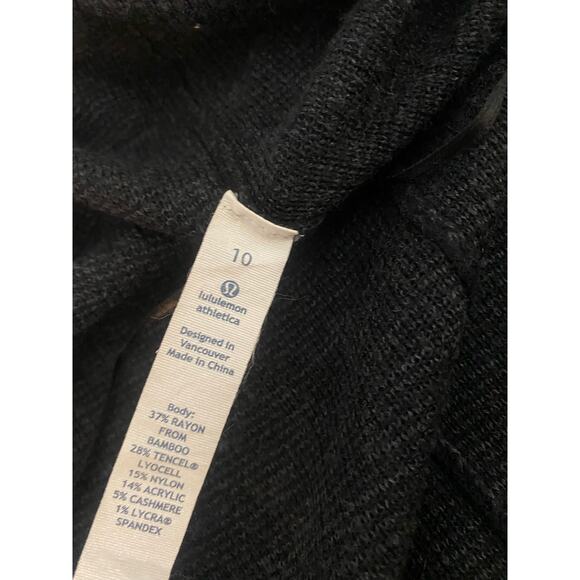 Lululemon Athletica Black Cashmere Cotton Blend Cascade Cardigan Sweater Size 10 - Picture 7 of 9